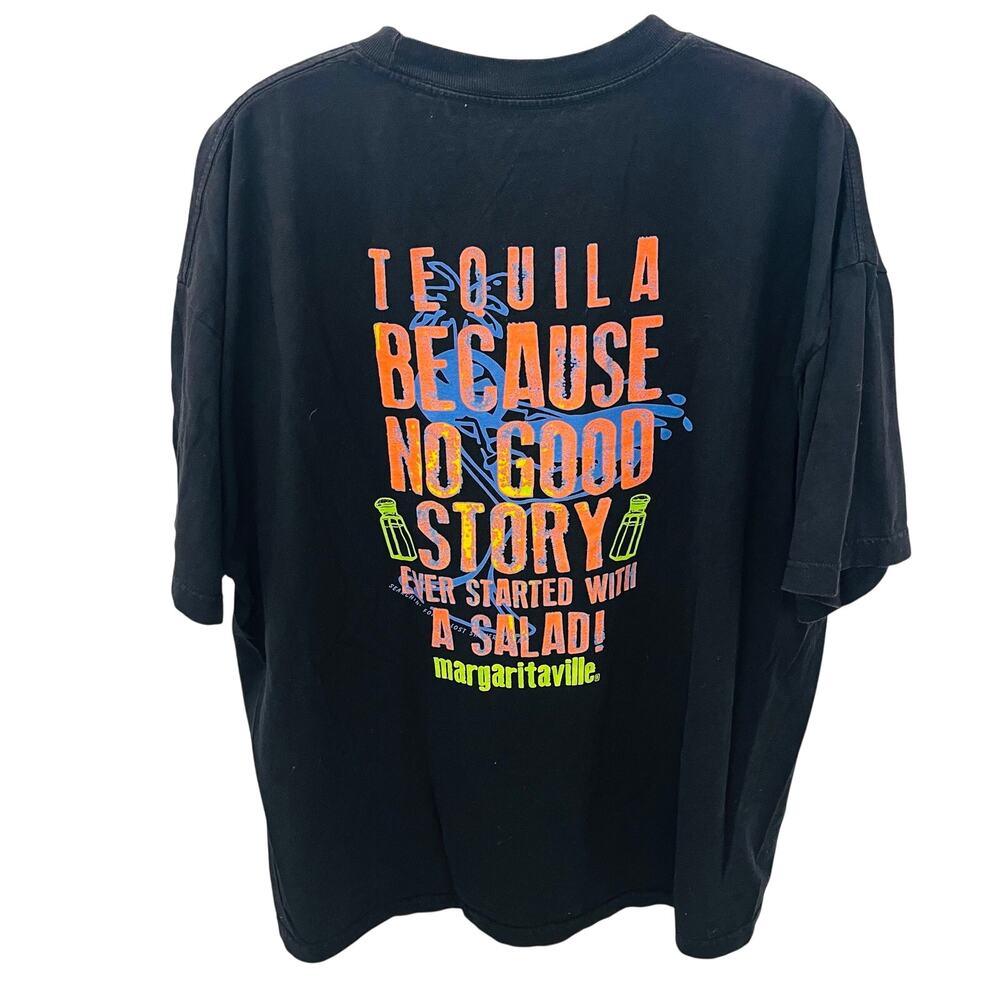 Vintage Margaritaville Jimmy Buffett Tequila Salad T Shirt Black Mens XXL